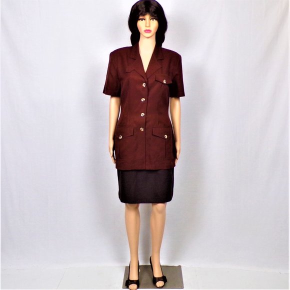 VICTORIA SOIE size 6 brown silk-blend short-sleeve tunic top dry clean or HW - Picture 2 of 14